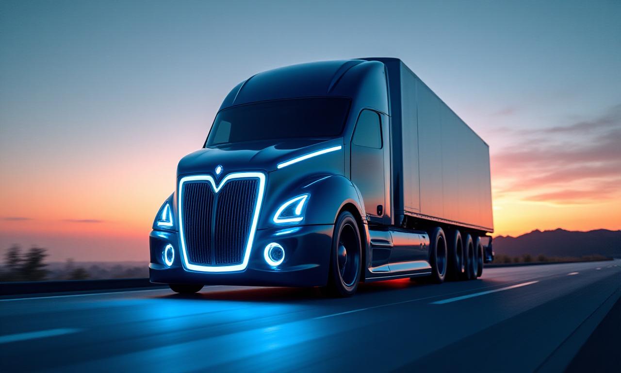 A high-tech modern semi-truck equipped with digital sensors