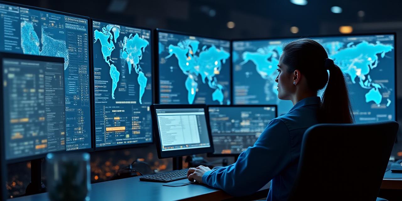 Modern logistics dispatcher managing a fleet of trucks